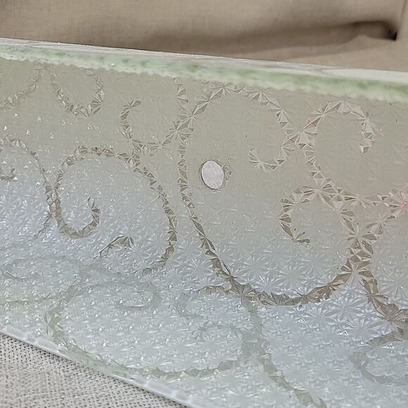 13" VTG White Glass Vanity Sconce Wall Light Shade Rectangle 1/2" Fitter MCM - Picture 6 of 9